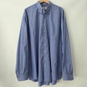 Cutter & Buck Mens 2XT Blue White Pinstripe Long Sleeve Button Down Shirt Tall